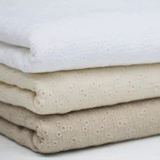 Double Gauze Fabric Embroidered - Millefleurs Light Beige Double Gauze Fabric Embroidered - Millefleurs Light Beige