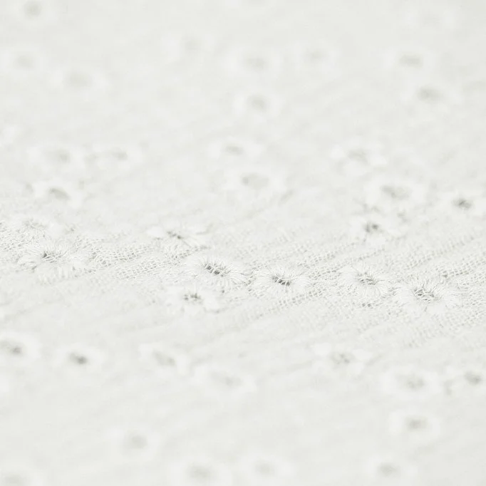 Double Gauze Fabric Embroidered - Millefleurs Ecru - (Child Fabrics)