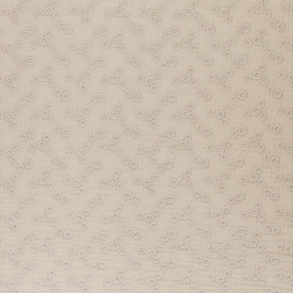 Musselin Stof Broderet - Millefleurs Lys Beige