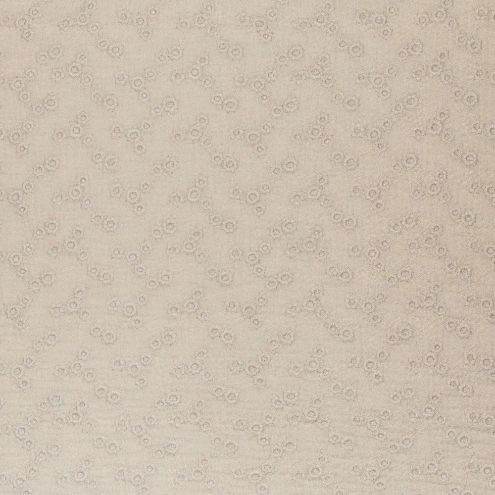 Double Gauze Fabric Embroidered - Millefleurs Light Beige Double Gauze Fabric Embroidered - Millefleurs Light Beige