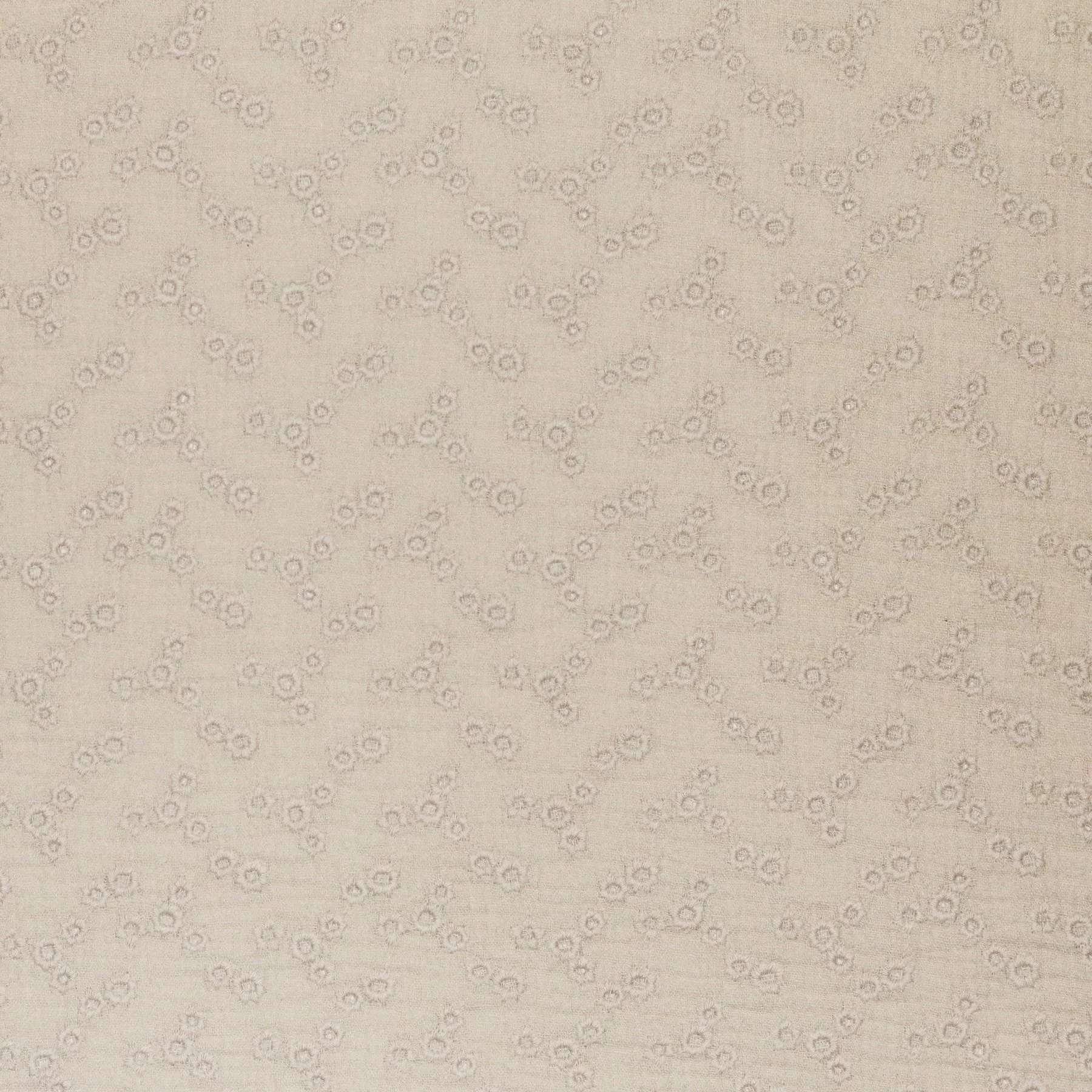 Hydrofiel Stof Geborduurd - Millefleurs Licht Beige