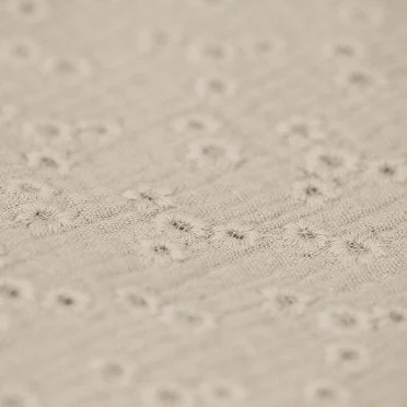 Double Gauze Fabric Embroidered - Millefleurs Light Beige - (Child Fabrics)