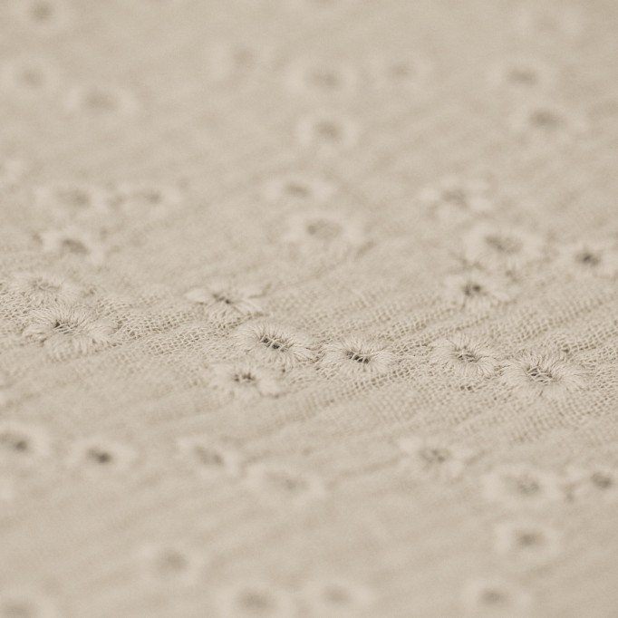 Double Gauze Fabric Embroidered - Millefleurs Light Beige - (Child Fabrics)