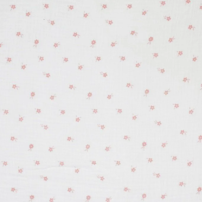 Tissu Double Gaze Imprimé - Fleur Ditsy Écru - (Tissu Enfant)