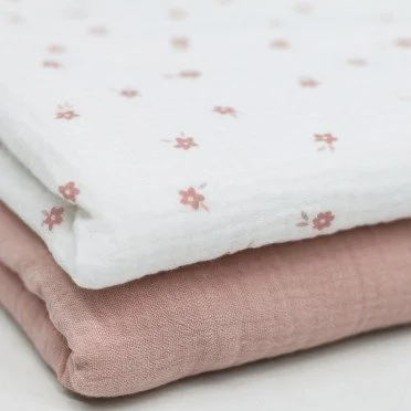 Tissu Double Gaze Imprimé - Fleur Ditsy Écru - (Tissu Enfant)