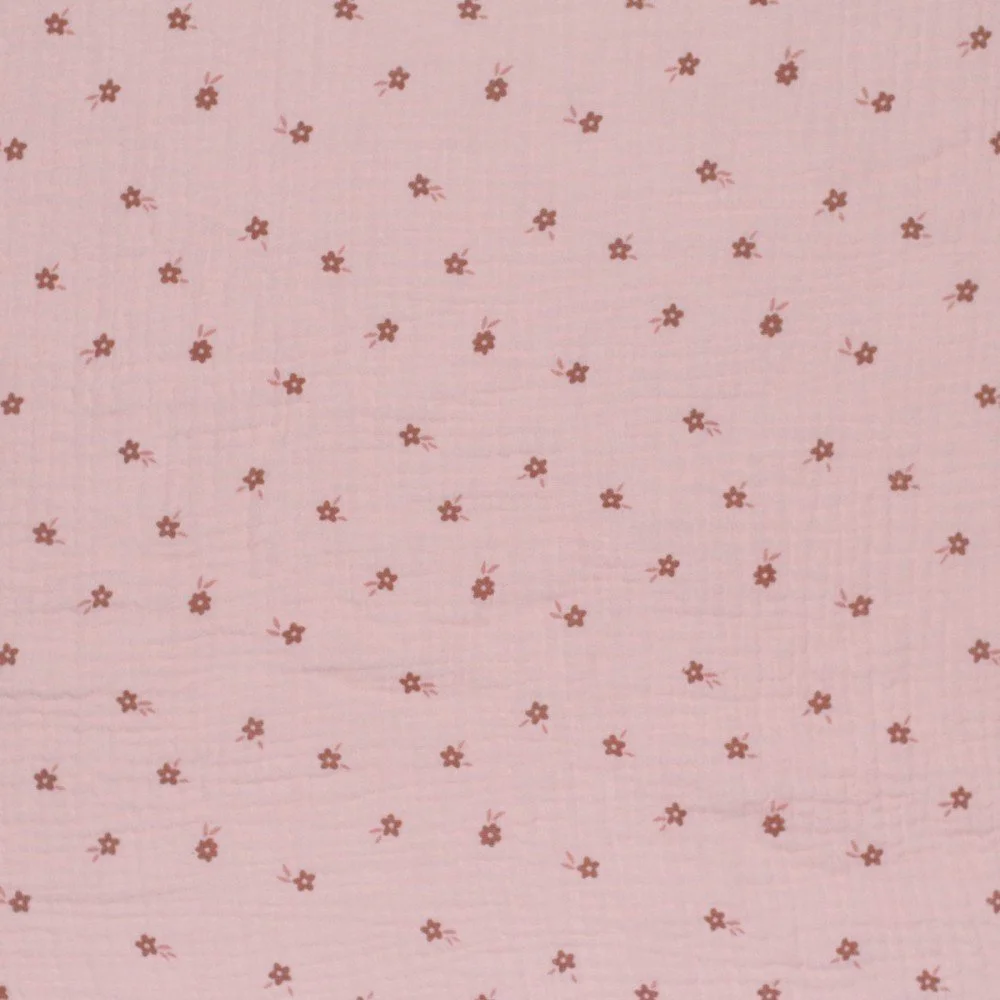 Double Gauze Fabric Printed - Ditsy Flower Nude Pink Double Gauze Fabric Printed - Ditsy Flower Nude Pink