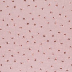 Baumwoll Musselin Stoff Bedruckt - Ditsy Blume Nude Rosa