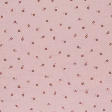 Tessuto Doppia Garza Stampato - Ditsy Fiore Nude Rosa - (Tessuti Bambini)