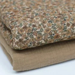 Hydrofiel Stof Digitale Print - Lieve Kleine Bloemen Cacao Hydrofiel Stof Digitale Print - Lieve Kleine Bloemen Cacao