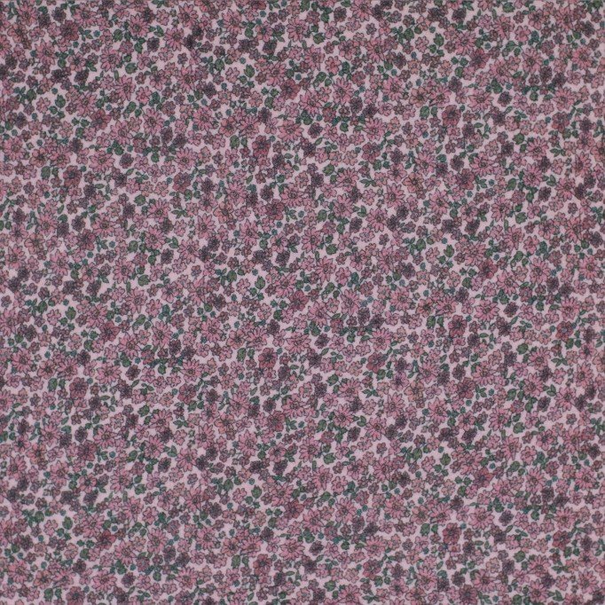 Baumwoll Musselin Stoff Digital - Süße kleine Blumen Himbeere - (Kinder Stoffe)