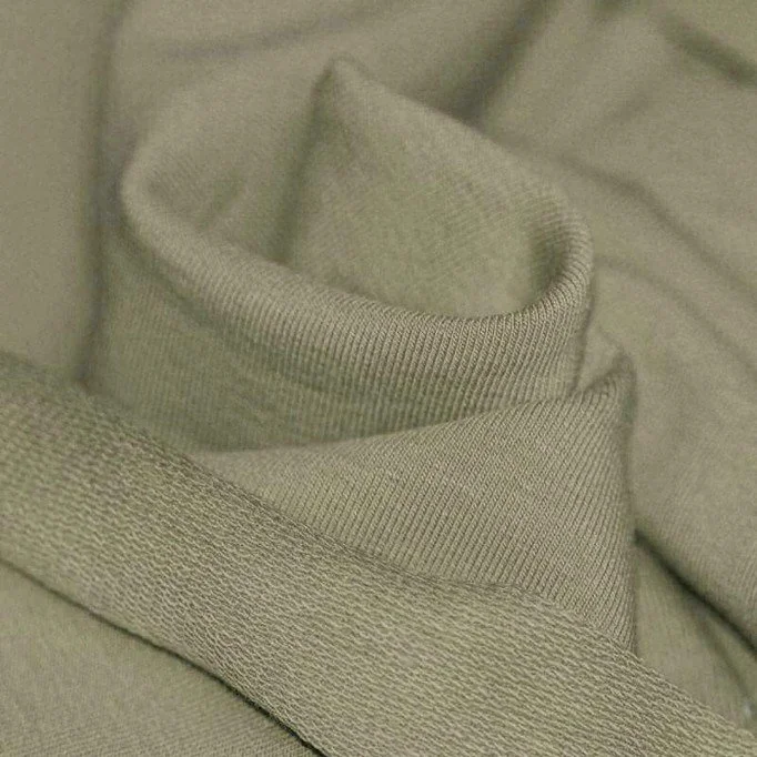 French Terry Fabric Khaki Green French Terry Fabric Khaki Green - (Sweat Fabric)