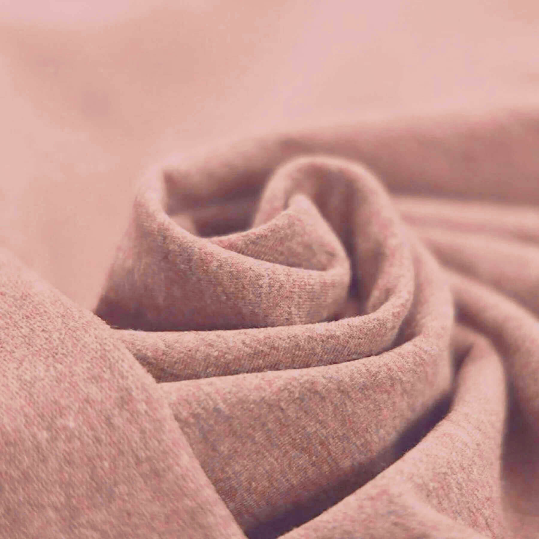 French Terry Stof Gemeleerd (Yarn Dyed) Oud Roze