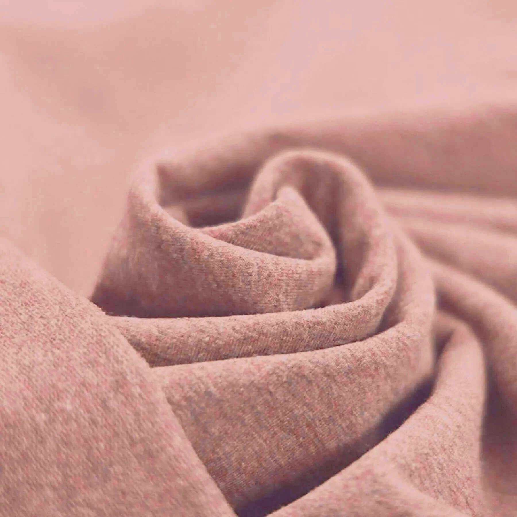 French Terry fabric melee old pink by the metre. 40 different colors