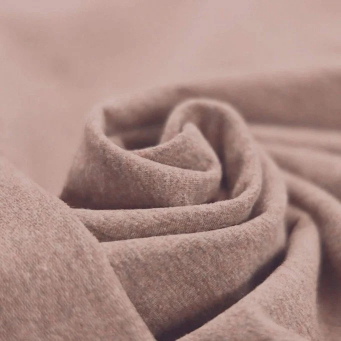 French Terry Fabric (Yarn Dyed) Melee Old Pink - (Sweat Fabric)