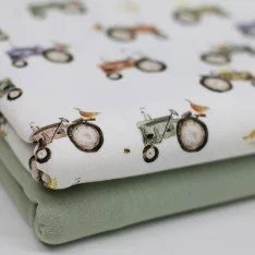 Jersey Cotton Fabric Digital Print - Tractors