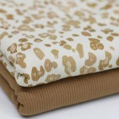 Rib Knit Jersey Fabric - Big Leopard Print