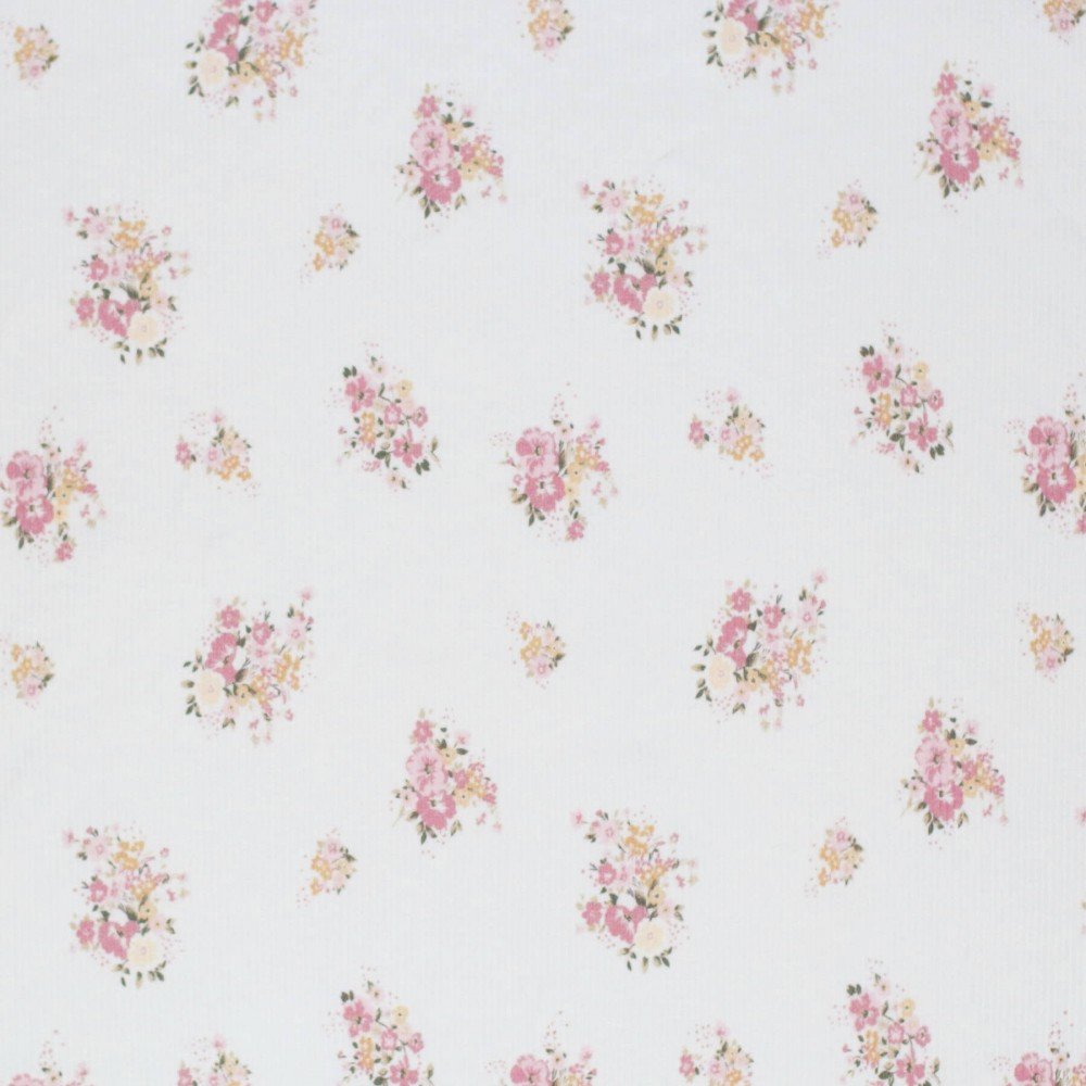 Rib Jersey Strikstof - Flot Blomster Pink