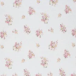 Tessuto Jersey Di Cotone Costine - Mazzo Di Fiori Rosa Tessuto Jersey Di Cotone Costine - Mazzo Di Fiori Rosa