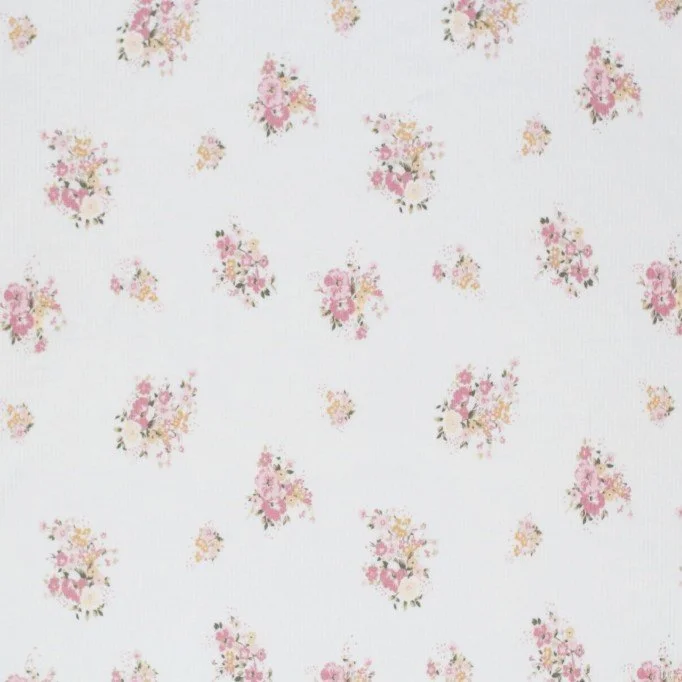 Rib Jersey Strikstof - Flot Blomster Pink Rib Jersey Strikstof - Flot Blomster Pink - (Jerseystoffer)