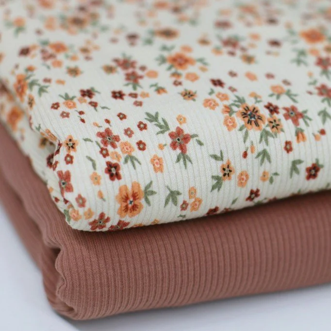 Rib Jersey Strikstof - Smørblomst Lerrosa Rib Jersey Strikstof - Smørblomst Lerrosa - (Jerseystoffer)