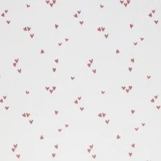 Rib Jersey Stof Bedrukt -  Onregelmatige Hartjes Klei Roze