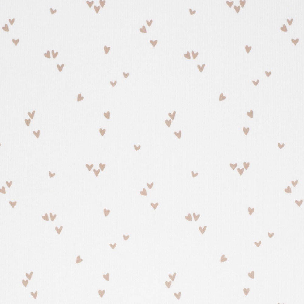 Rib Jersey Strikstof - Uregelmæssig Hjerter Lys Beige