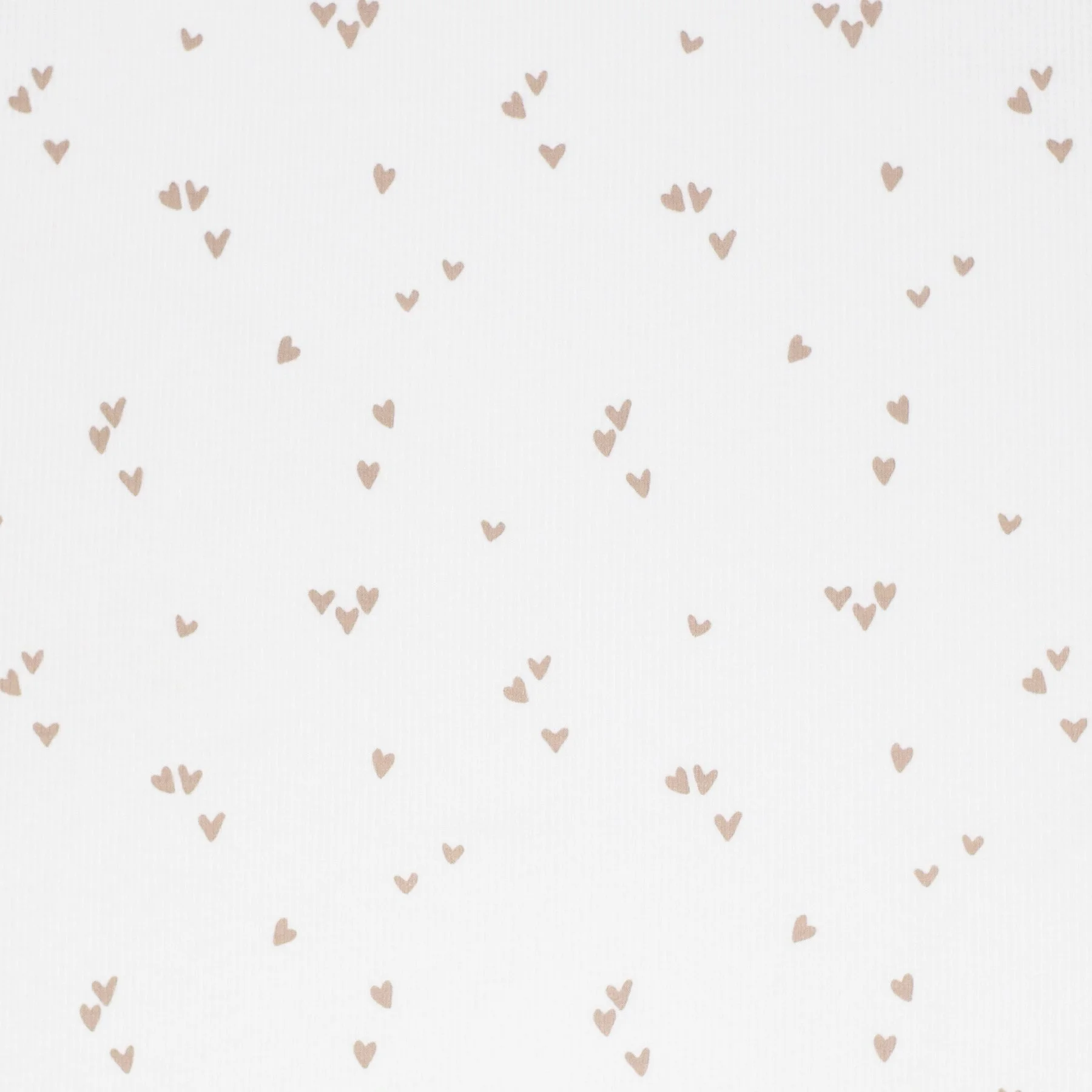 Rib Jersey Stof Bedrukt - Onregelmatige Hartjes Licht Beige