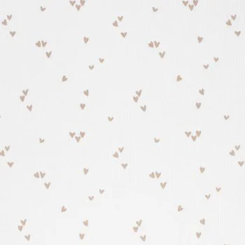 Tissu Maille Tricot Côtelée - Coeurs Irrégulier Beige Clair