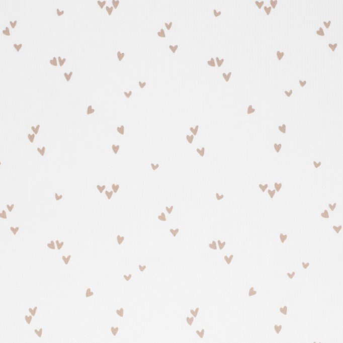 Rippstrick Jersey Stoff - Unregelmäßiges Herzen Hellbeige - (Jersey Stoffe)