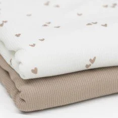 Rippstrick Jersey Stoff - Unregelmäßiges Herzen Hellbeige Rippstrick Jersey Stoff - Unregelmäßiges Herzen Hellbeige