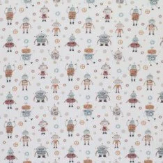 Rib Knit Jersey Fabric - Robots