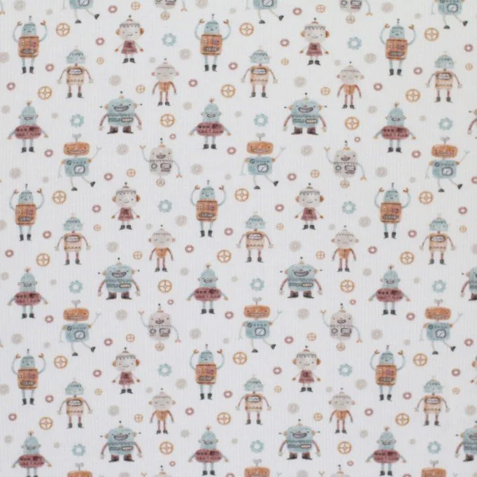 Rib Knit Jersey Fabric - Robots Rib Knit Jersey Fabric - Robots - (Jersey Fabrics)