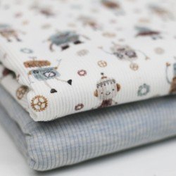 Rib Jersey Stof - Robots