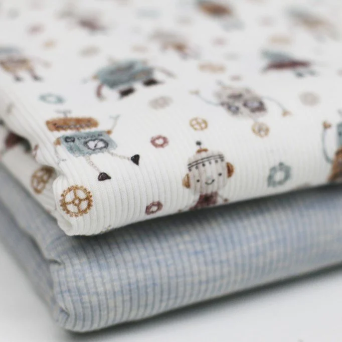 Rib Knit Jersey Fabric - Robots Rib Knit Jersey Fabric - Robots - (Jersey Fabrics)