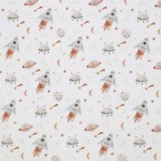 Rib Knit Jersey Fabric - Space Rocket