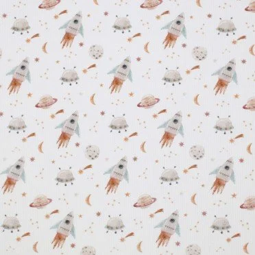 Rib Jersey Stof - Ruimteraket - (Jersey Stoffen)