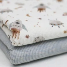 Rib Knit Jersey Fabric - Space Rocket