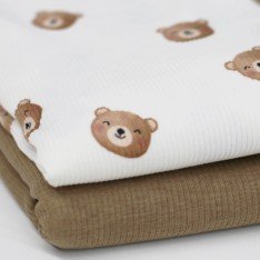 Rib Jersey Stof - Lieve Beren Ecru