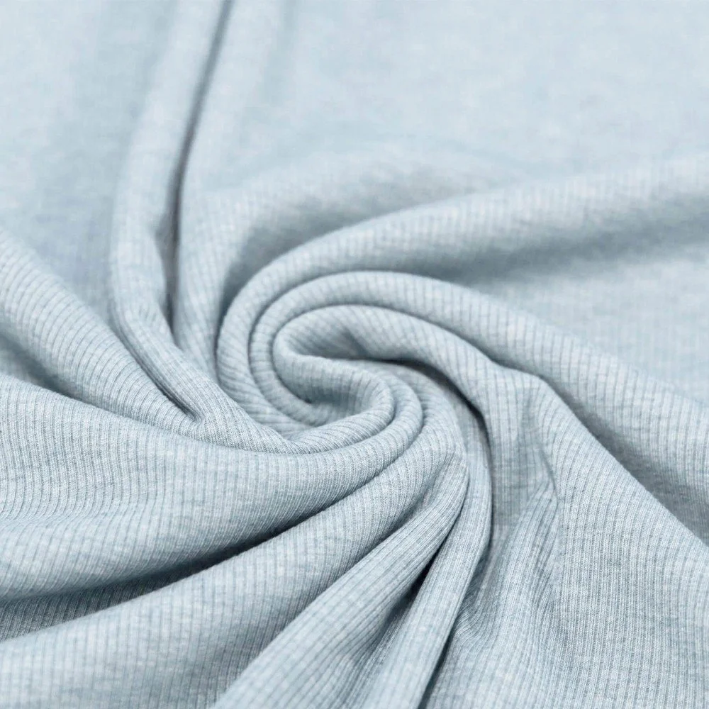 Rib Jersey Stof Blauw Melange