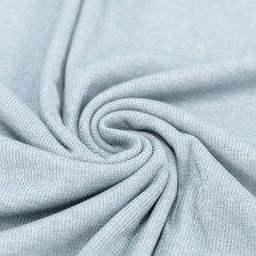Rib Knit Jersey Fabric Blue Melange