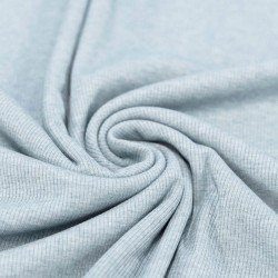 Tessuto Jersey Di Cotone Costine Blu Melange