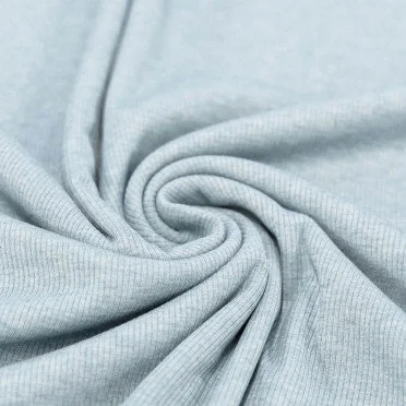 Tissu Maille Tricot Côtelé Bleu Melange - (Tissus Jersey)