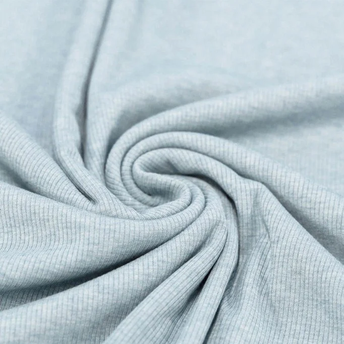 Rib Knit Jersey Fabric Blue Melange - (Jersey Fabrics)