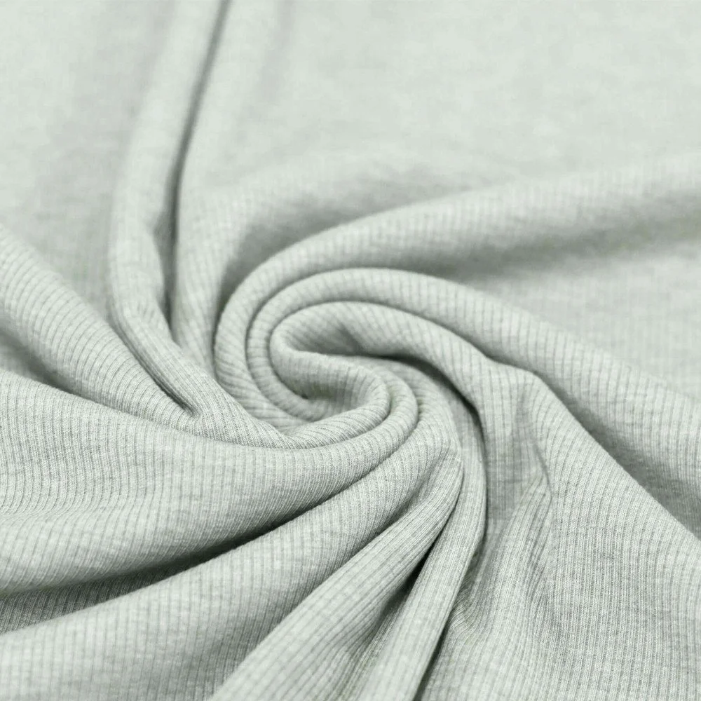 Rib Jersey Stof Groen Melange