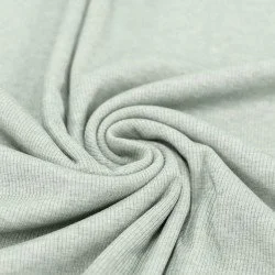 Tessuto Jersey Di Cotone Costine Verde Melange