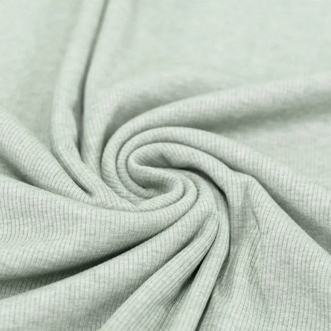 Rippstrick Jersey Stoff Grün Melange - (Jersey Stoffe)