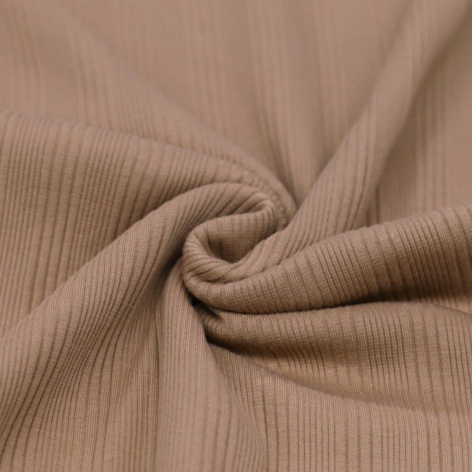Tissu Maille Tricot Côtelé Irrégulières Cacao - (Tissus Jersey)