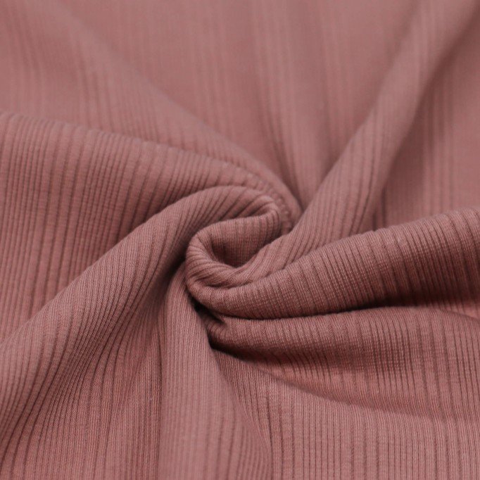 Tissu Maille Tricot Côtelé Irrégulières Rose Argile - (Tissus Jersey)