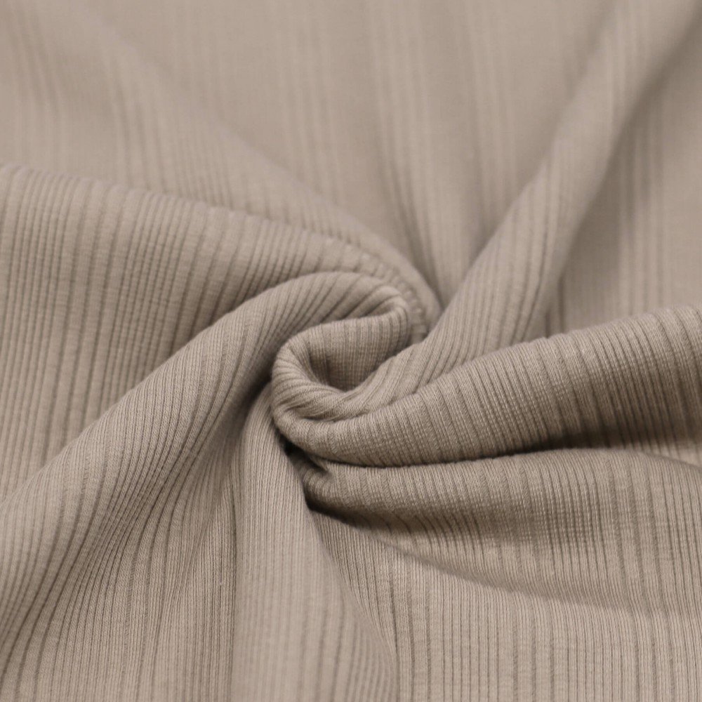 Uregelmæssig Rib Jersey Strikstof Mørk Beige
