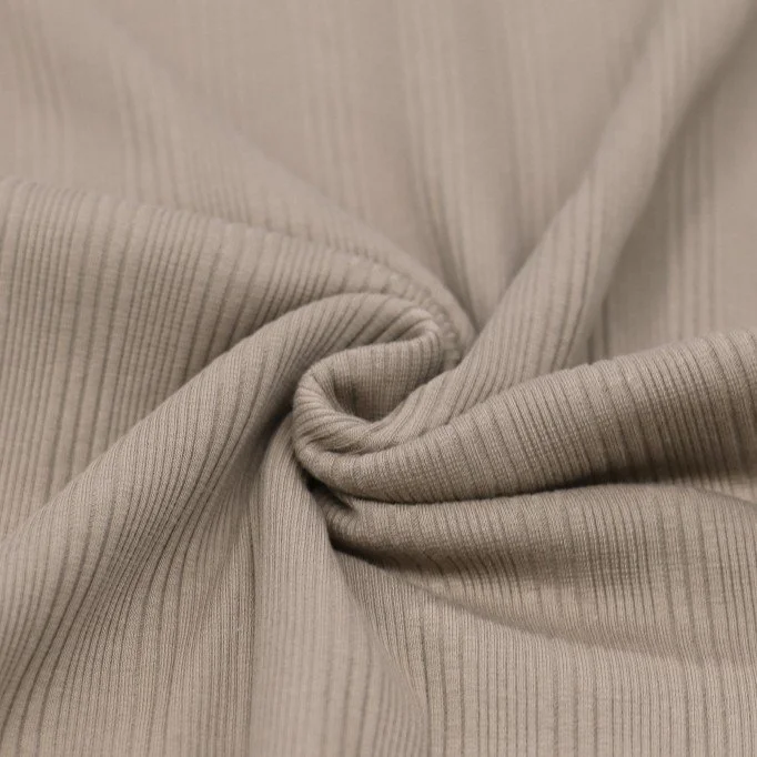 Tissu Maille Tricot Côtelé Irrégulières Beige Foncé - (Tissus Jersey)